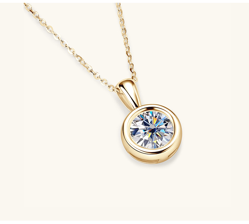 Holiday, Daily Occasion 925 Sterling Silver Material 925 Sterling Silver Moissanite Inlay Solid Color Pendant Necklace