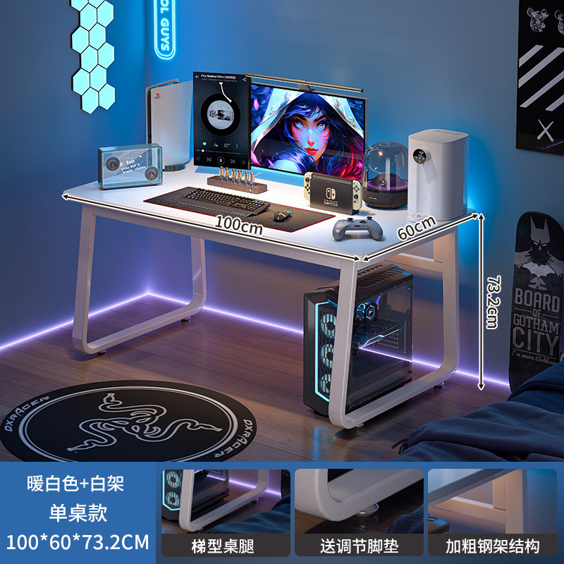 Tablero de agujero Escritorio de computadora Escritorio de mesa de deportes electrónicos de color nogal Dormitorio Escritorio para el hogar Estantería Escritorio integrado Escritorio