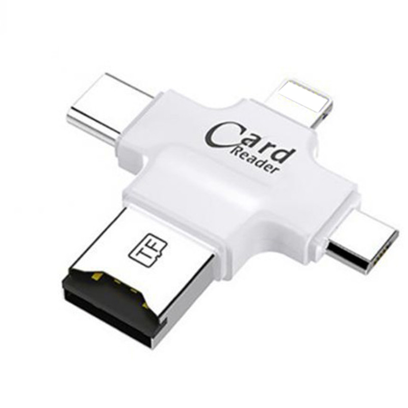 Lector de Tarjetas Cuatro en Uno al por Mayor, Compatible con Teléfonos Móviles Apple, Android, Huawei OTG, Tarjeta de Memoria, Material Metálico