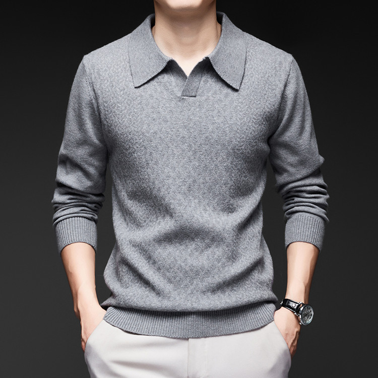 Suéter de cuello de gaviota transfronterizo para hombres otoño y invierno nuevo collar de color sólido overhead grueso camiseta de punto de moda suelta