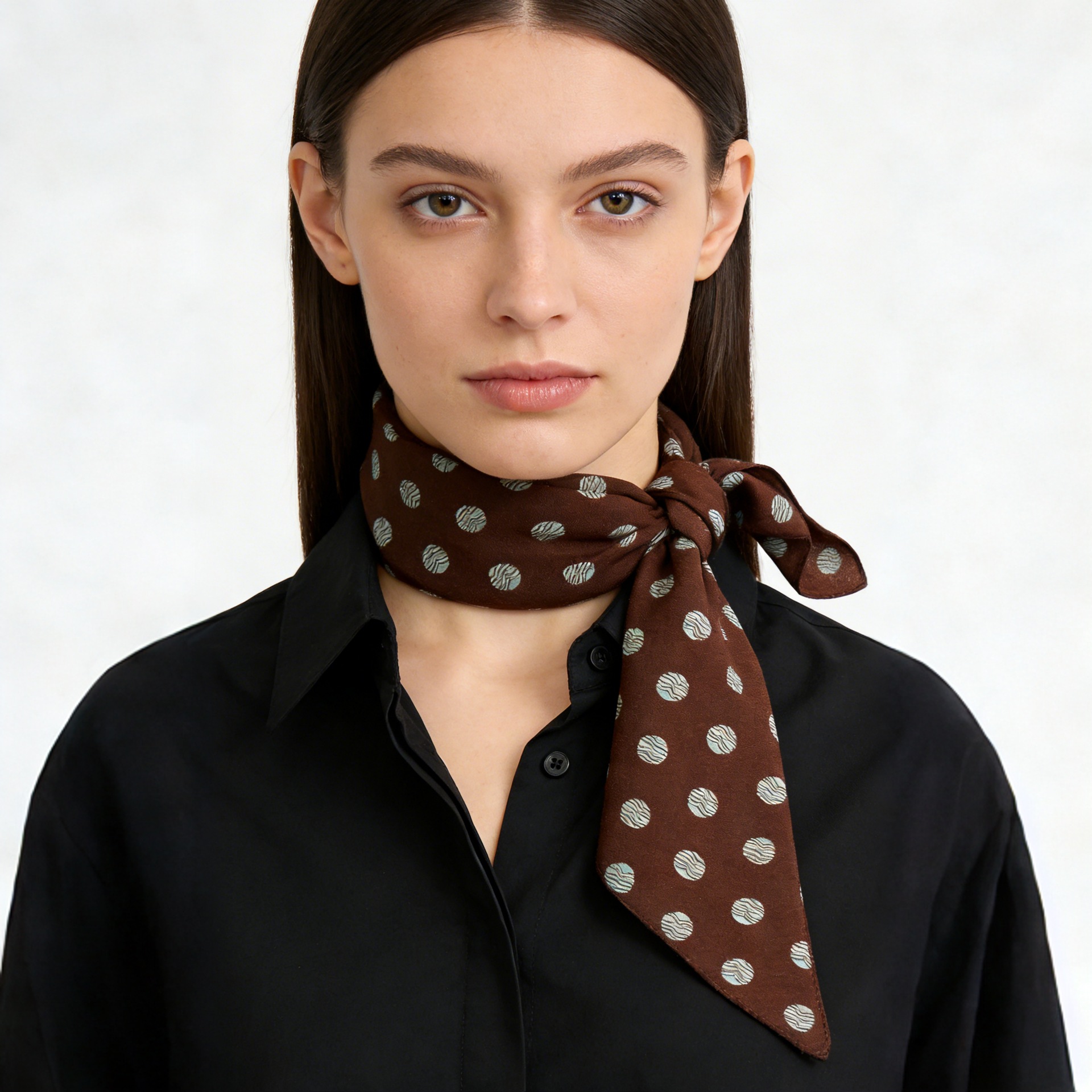 100% Mulberry Silk Scarf 65 Double Crepe Silk Square Scarf Luxury Neck Tie Women's Summer New Thin Scarf - Thumbnail 4