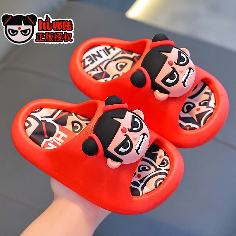 Zapatillas de verano genuinas Nezha para niños y niñas antideslizantes de fondo suave baño interior para padres e hijos para niños zapatillas de playa