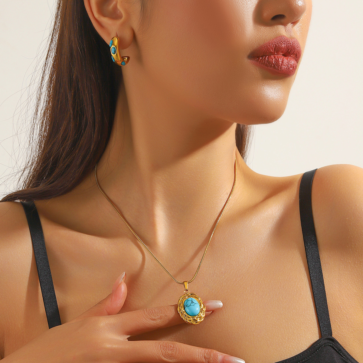 10g Weight Jewelry Set Classification snake chain Chain Type Earrings + Necklace Quantity Holiday, Daily Occasion 304 Stainless Steel Material Geometric, Heart Shape Pattern All Seasons Season Women's Gender Plating Design Vintage Style, Simple Style Style Wholesale Jewelry Vintage Style Simple Style Geometric Heart Shape 304 Stainless Steel Plating Jewelry Set Snake Chain 4