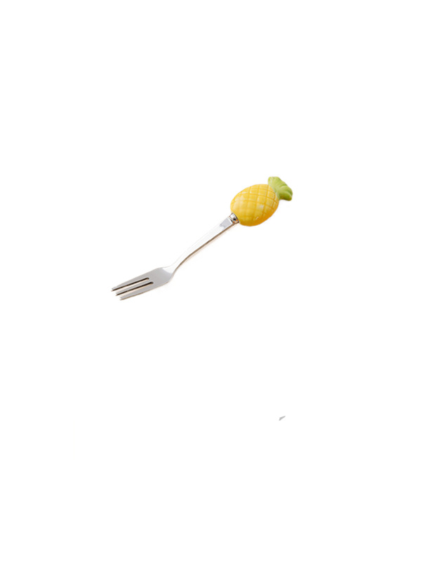 304 creativo pastel de acero inoxidable Tenedor de fruta de alta gama lindo niños seguridad fruta palo pequeño tenedor luz colección de lujo