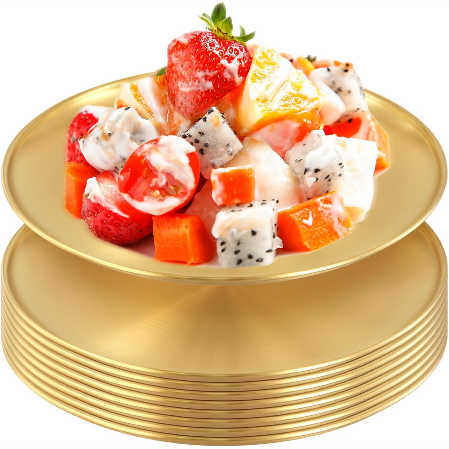 Stainless Steel Western Food Plate Kitchen Utensils Golden Dinner Plate, for Bbq, Snack, Dessert, Dining, Party