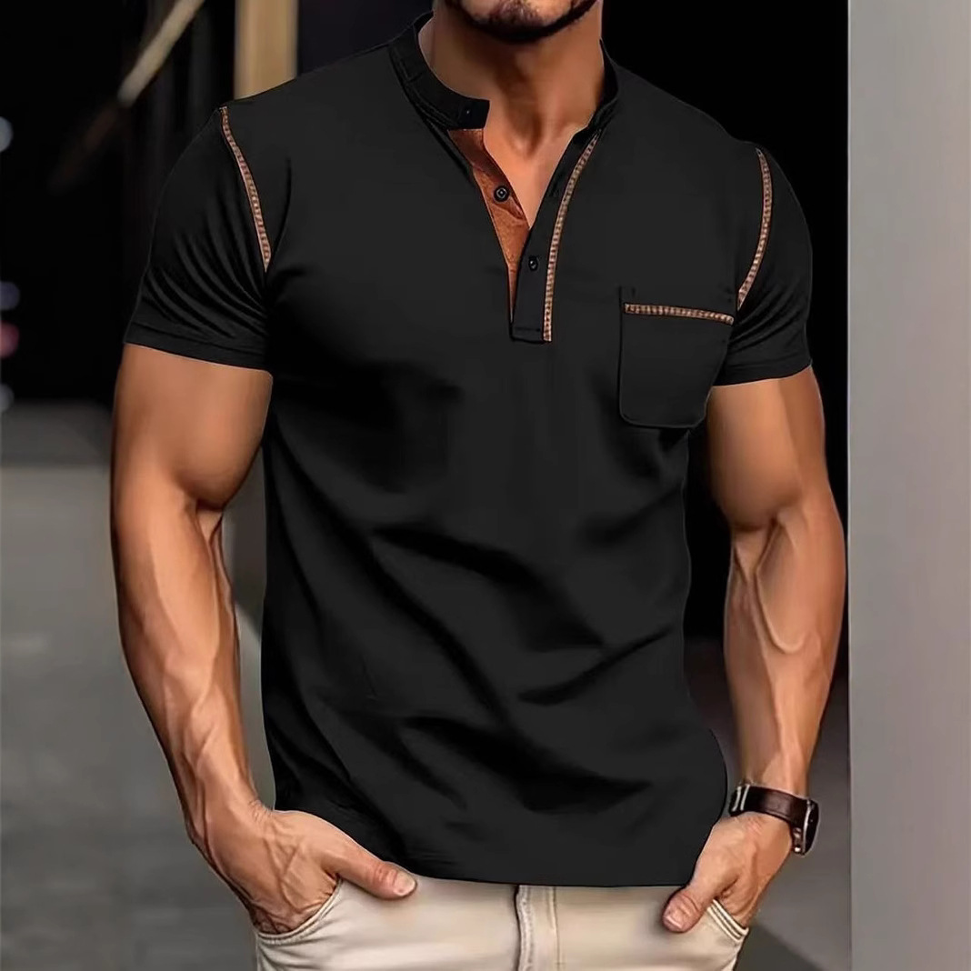 Cross-Border Summer New Men's Short-Sleeved T-Shirt Export Quick-Drying Casual Polo Shirt Men's Zipper Lapel Polo Shirt