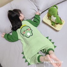 宝宝连体睡衣春秋款新款儿童恐龙爬服女童家居服秋季长袖小童公主