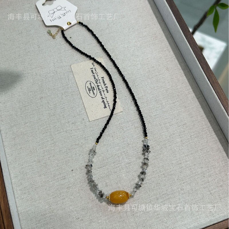 巧恩天然水晶项链紫水晶金太阳银项链纯银锁骨项链爆款|undefined