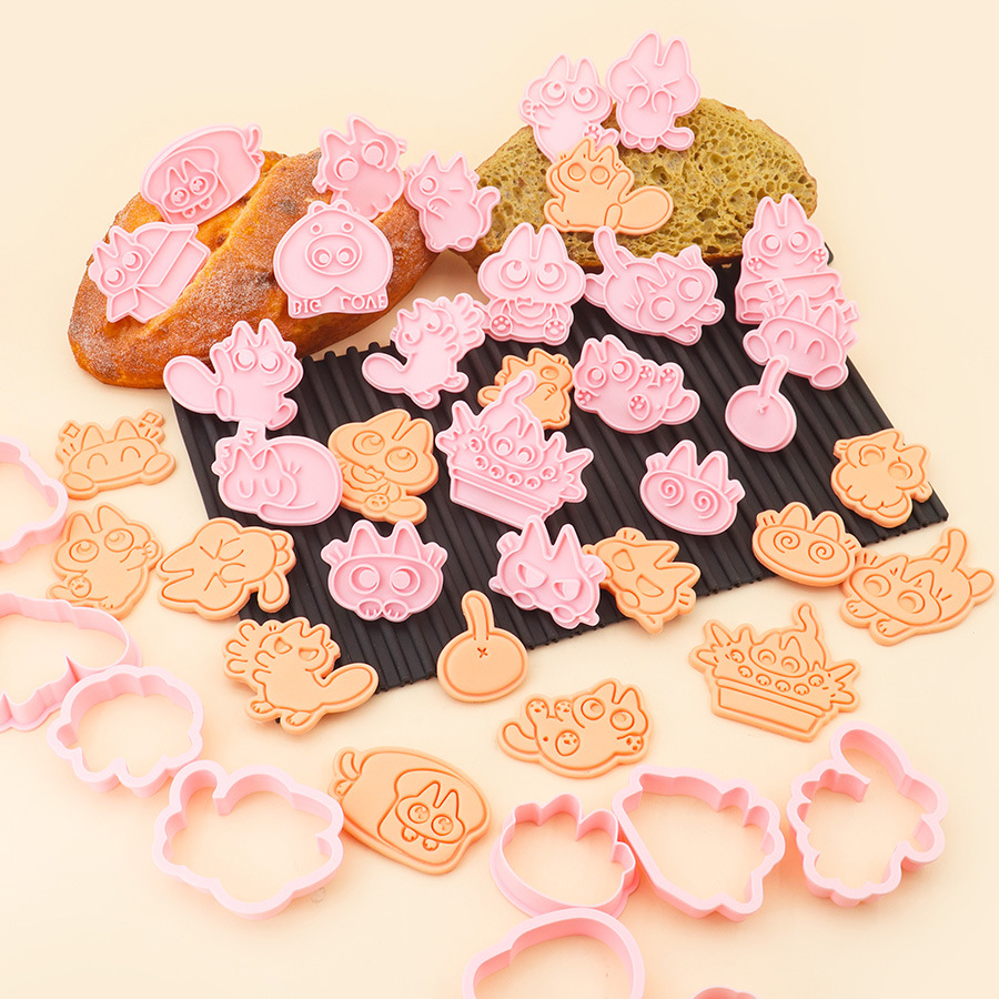 Molde de galletas de gato siamés de barro de frijol pequeño Dibujos animados lindo modelado de expresión gatito galleta DIY fondant horneado hogar