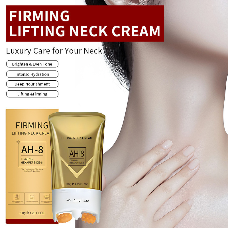 跨境保湿滚轮按摩颈霜 AH-8 Firming Neck Cream颈部紧致滚轮霜|undefined