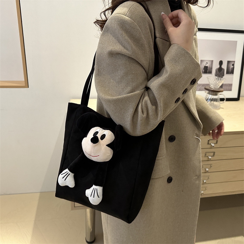 Bolsas retro de gran capacidad para mujeres 2024 nuevo otoño e invierno bolsa de compras ocio de hombro de dibujos animados para trabajar bolsa de viaje