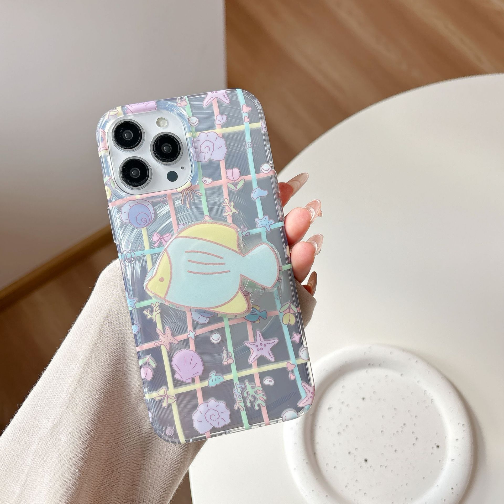 Verano fresco pequeño pescado a cuadros para Apple 15/16 funda para teléfono móvil 15ProMax femenino 16Pro nuevo 14/13