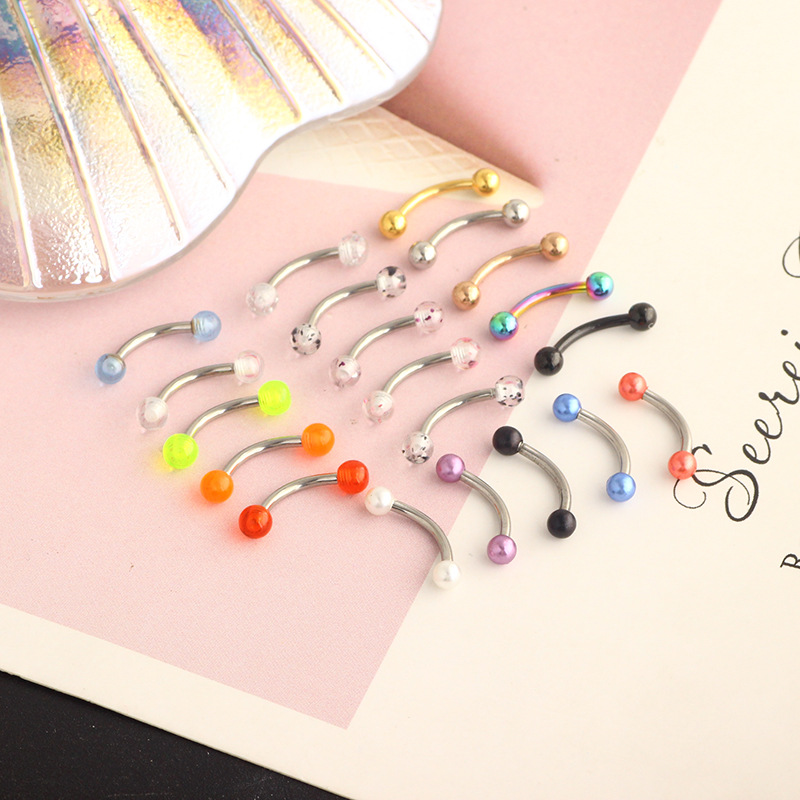 16G Stainless Steel Micro-Inlaid Zircon Eyebrow Ring Screw Ball Fashion Earrings Set of 10 detail image 12