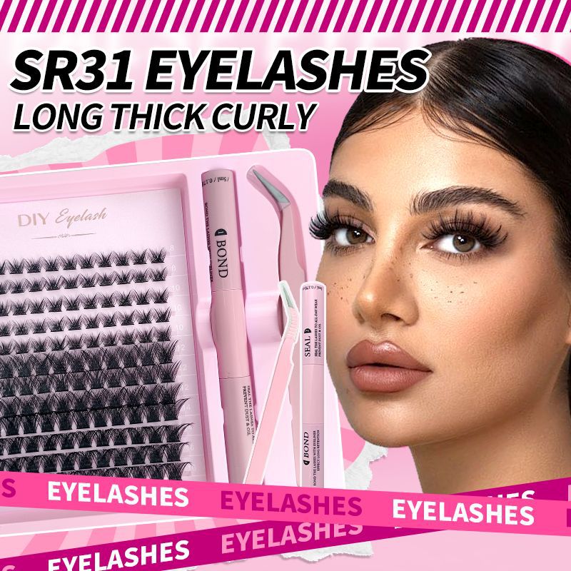 跨境分段睫毛套装欧美浓密立体DIY热熔朵毛自嫁接D翘度眼睫毛批发