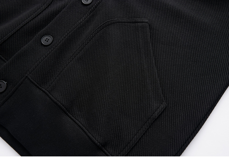 Áo khoác cardigan nam vải tuýt phối sọc tương phản kiểu mới — Màu đen chi tiết 36