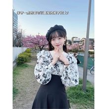 小个子减龄公主长裙露肩掐腰显瘦气质绝美碎花连衣裙子女春夏新款