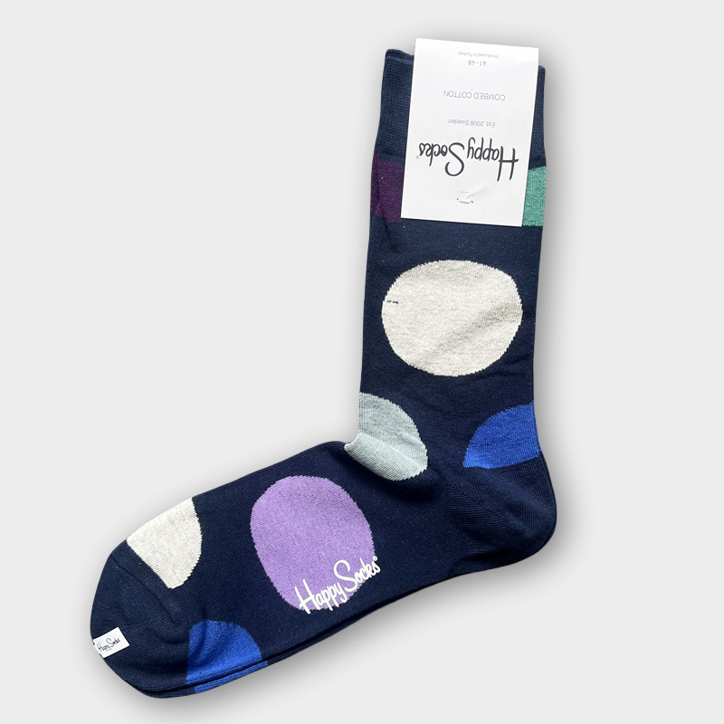 ハッピーソックス メンズソックス ミドル丈 コーマ綿 吸汗消臭 通気性 スウェーデン製 おしゃれ カラフル 薄手