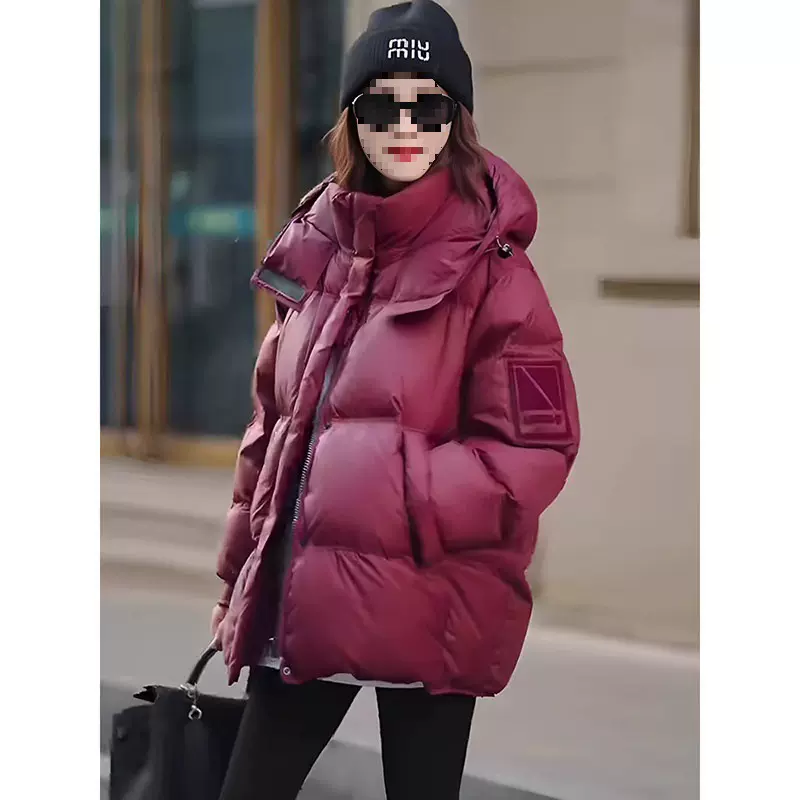 感超好看红色棉服女冬季2023新年穿搭宽松加厚保暖面包服外套