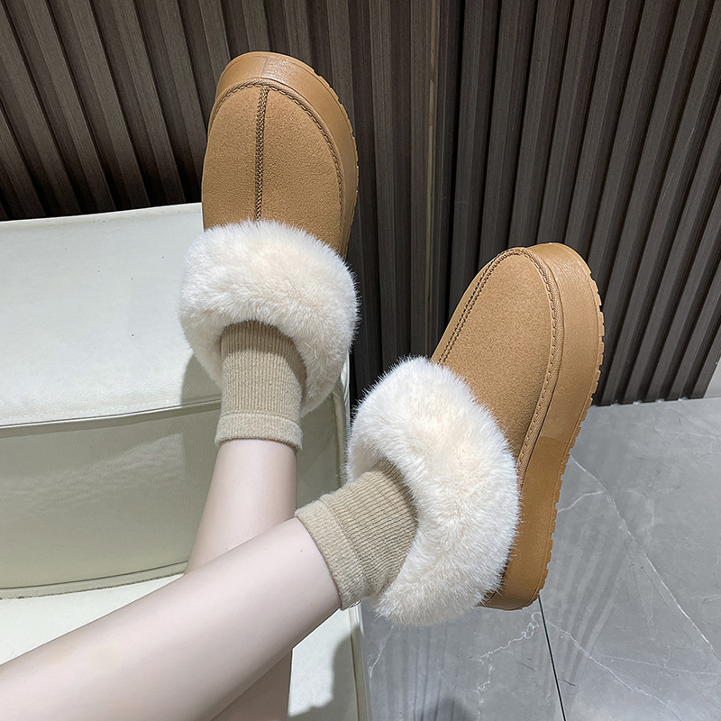 Warm Women's Padded Ankle Boots Plush Lining Slip On Winter Shoes_voghion.com