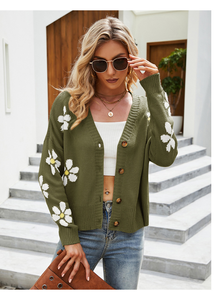 floral embroidery knitted cardigan nihaostyles clothing wholesale NSYH82933