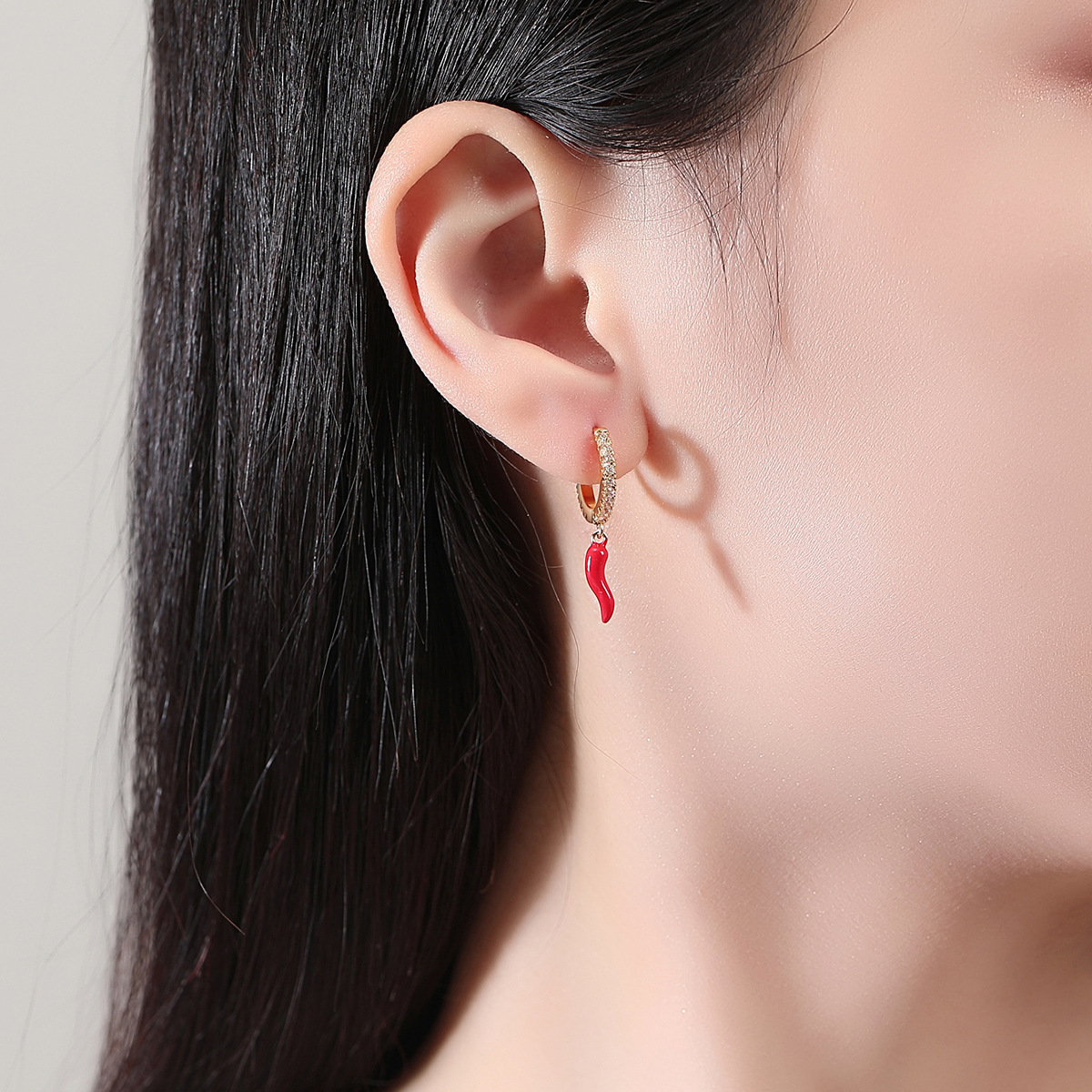 Creative fashionable earrings hip-hop style for men and women with…