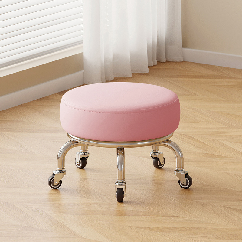 Polia doméstica taburete bajo rueda universal pequeño taburete silencioso rotativo taburete redondo móvil con artefacto moderno y simple