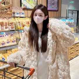 羊羔毛绒外套女2025秋冬新款加厚中长款兔毛小香风棉服外套大衣