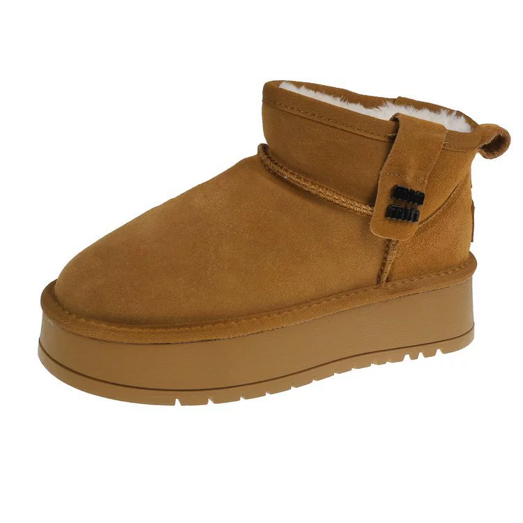 Warm boots platform, keep warm non-slip shoes, genuine leather