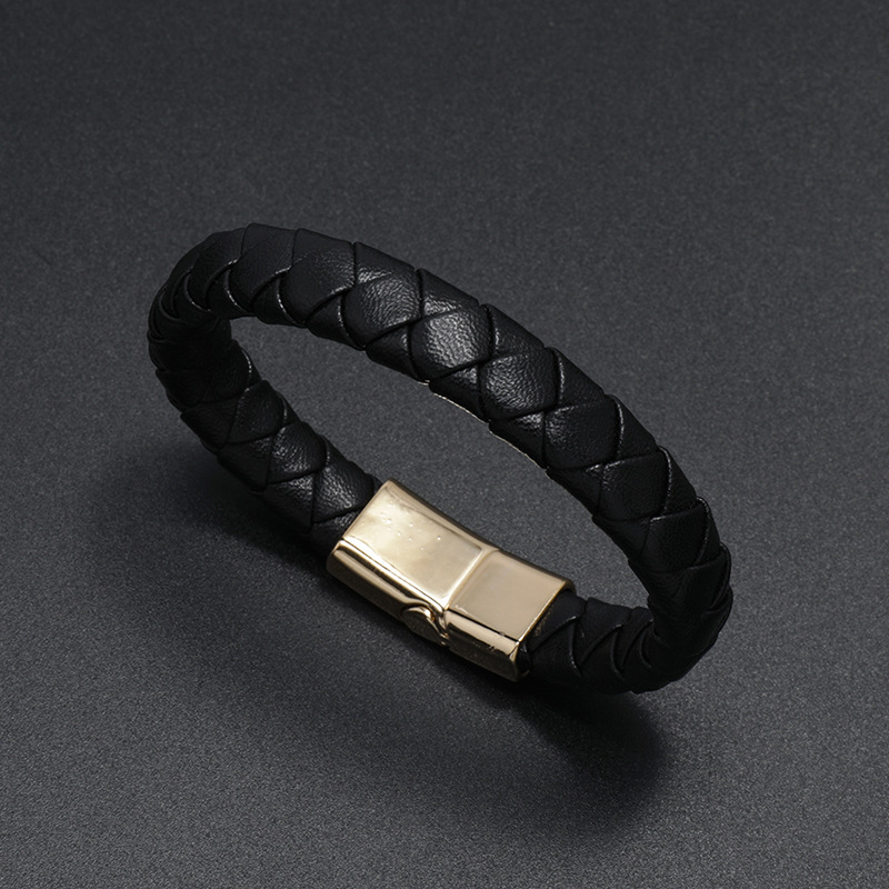 fashion simple woven magnet buckle leather bracelet wholesale