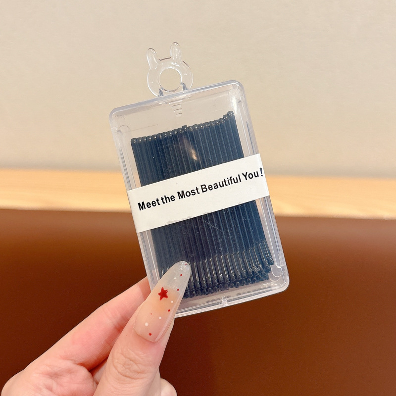 Simple caja negra una abrazadera de acero abrazadera de cabeza de bola de mujer cabello fijo en forma de U clip de cabello cabeza de abrazadera de pestaña invisible