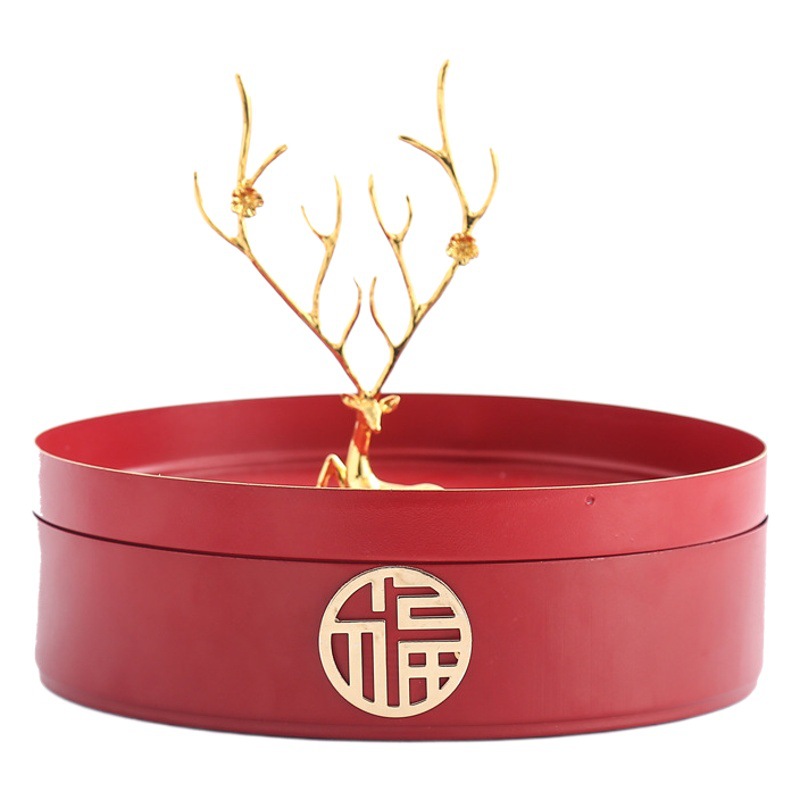 Hogar sala de estar Luz de lujo doble capa compartimiento giratorio fruta seca snack fruta placa té Mesa creativa boda dulces caja de almacenamiento