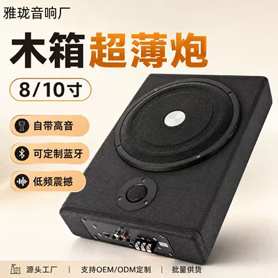 8/ 10inch Car-Mounted Ultra-Thin Subwoofer Wooden Box with Active Bass, Under-Seat Installation, with Tweeter, Bluetooth, Custom-Made, Direct Supply from Factory