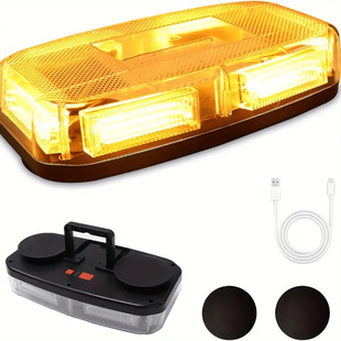Cross-border hot selling source factory road warning light large rechargeable emergency light yellow blue warning light with hook