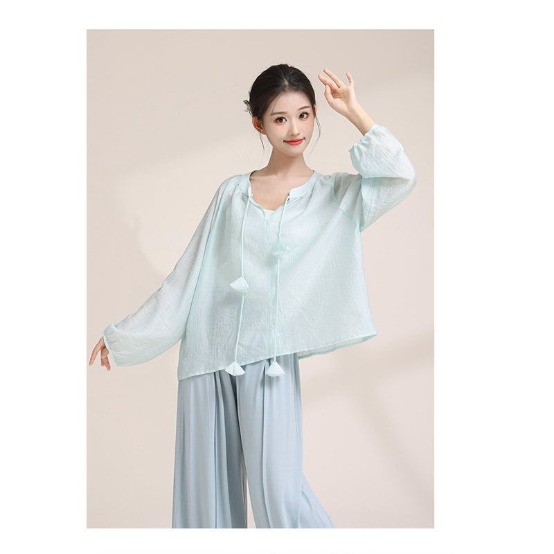 Dance Practice Clothes, Classical Dance, Elegant Gauze Body, Loose Lace-Up Chinese Dance, Modern Dance Training