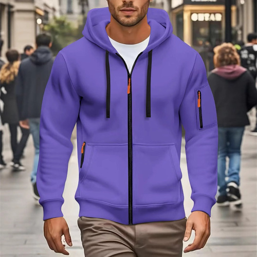 2025 Euro Code Autumn/Winter Men's Zip Hooded Sweatshirt Men's Sporty Casual Open Jacket Batch