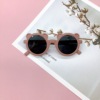 Retro matte brand cute children's sunglasses for boys, sun protection cream, with little bears, internet celebrity, UF-protection