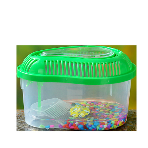 Pet Turtle Tank with Basking Platform, Full Box, Suitable for Brazilian and Grass Turtles, Coconut Island Tank with Handle
