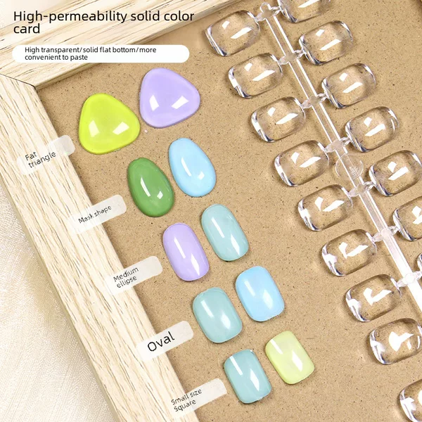 Foreign trade new Japanese nail art solid plate nail piece short square solid high transparent color card nail art shop dedicated