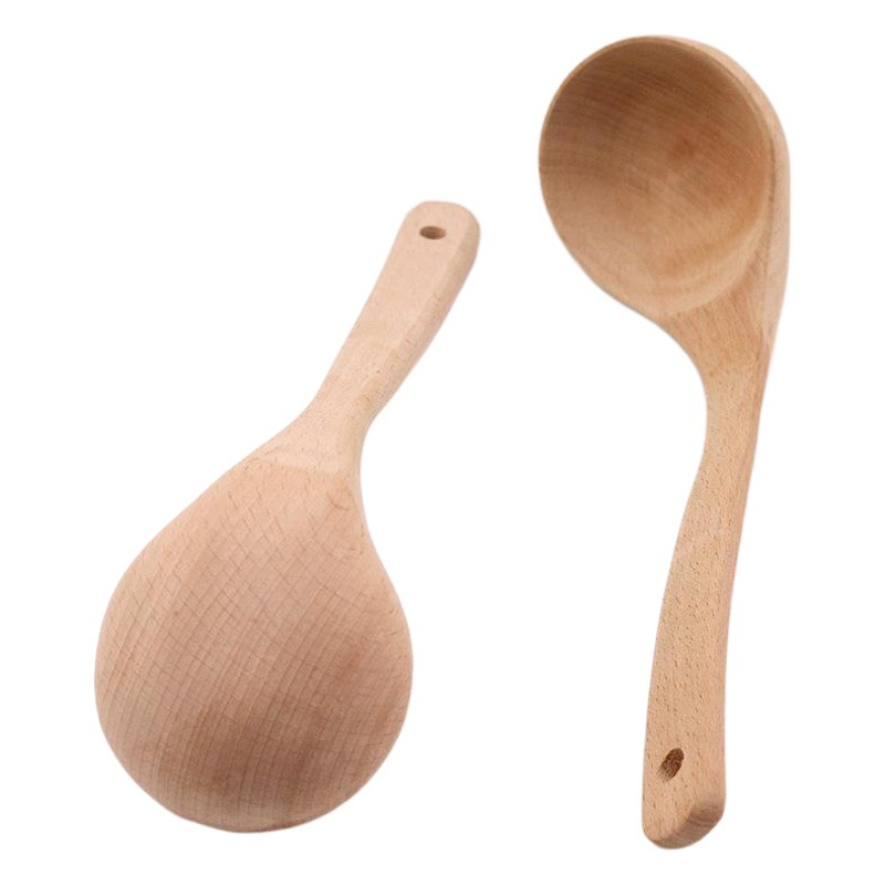 Ventas directas de la fábrica sin pintura sin cera cuchara de sopa de haya cuchara de madera japonés mango largo utensilios de cocina de madera suministros al por mayor