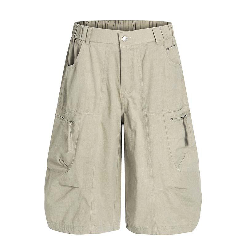 American High Street Simple Loose Multi-Pocket Cargo Shorts Men's Summer New Trendy Brand Functional Style Loose Mid-Pants