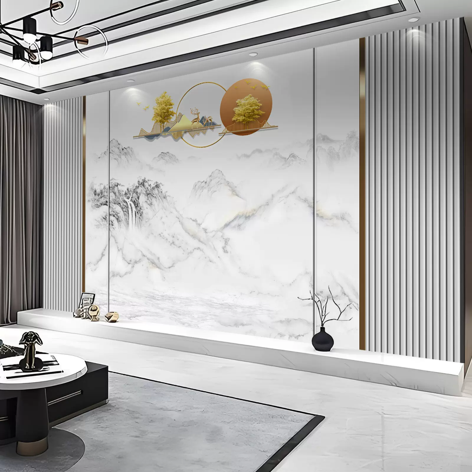 电视背景墙碳晶装饰板简约轻奢d立体护墙板客厅影视木饰面板