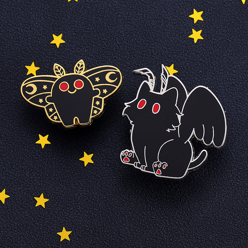 Cross-border new animal badge cartoon butterfly shape brooch personality creative black cat enamel metal badge