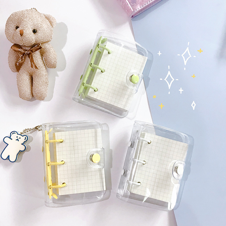 K-Style of Mini 3-Hole Loose-Leaf Pvc Transparent Shell Mini Girly Heart Notebook Portable Coil Binder Inner Page