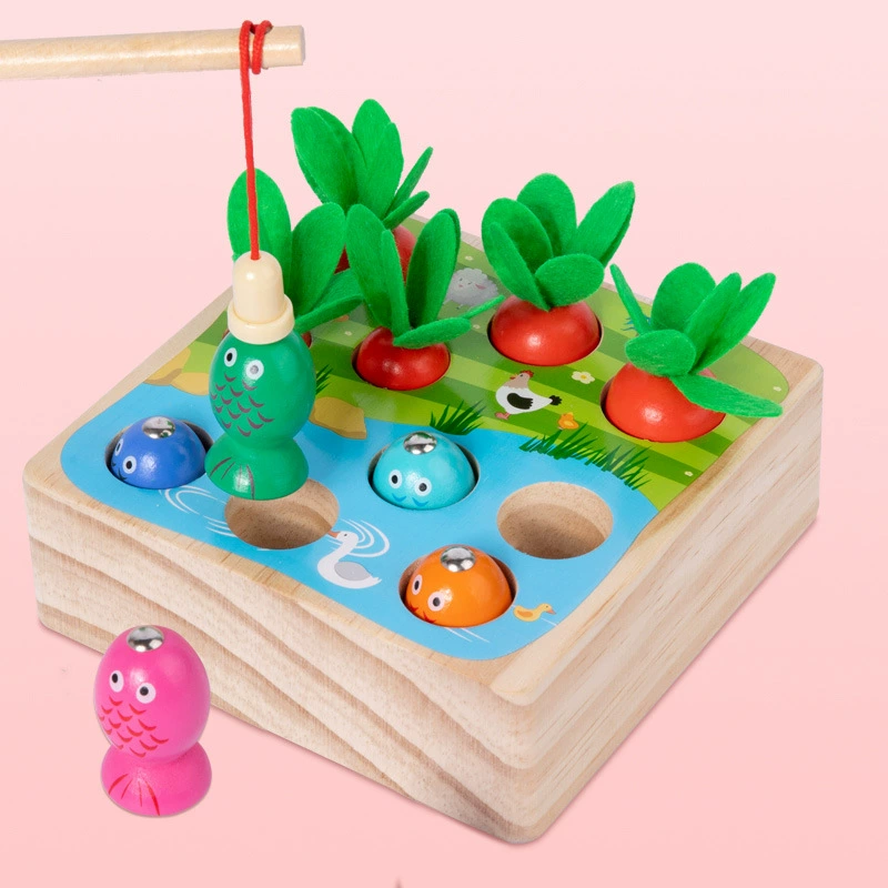 Деревянная игрушка для рыбной ловли для малыша, оптом, три в одном