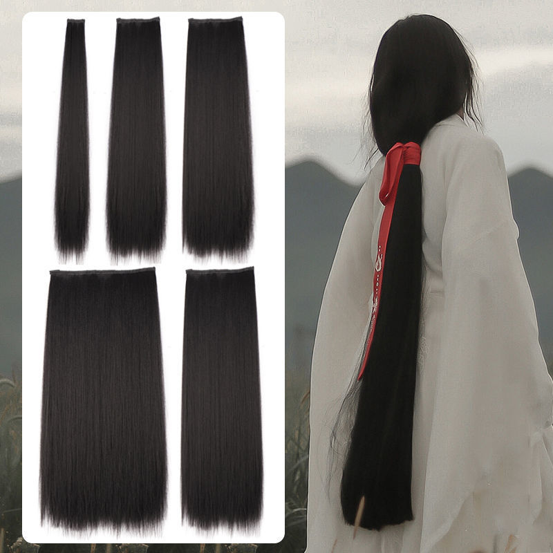 古风汉服玉米须假发片一片式发排古装接发不打结长直发片cos造型