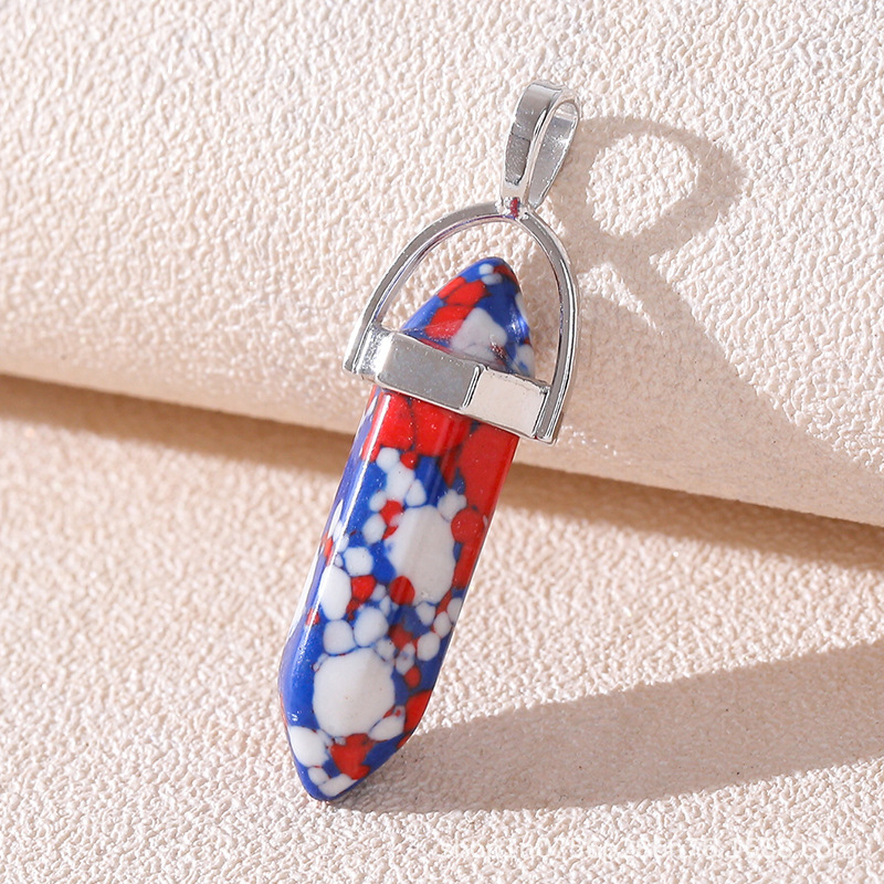 Venta caliente transfronteriza piedra natural amatista cristal rosa colgante de columna hexagonal collar de bala de doble punta colgante único al por mayor