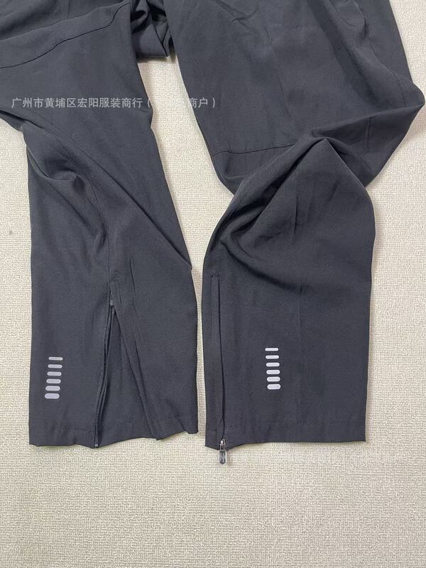 跨境直供美式冰丝速干运动长裤直筒型双拉链反光夜跑透气休闲长裤|undefined