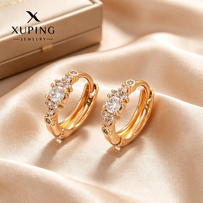 Xuping círculo geométrico aretes de orejas rusos aretes de cobre chapados 18k estilo retro temperamento aretes de moda mujeres
