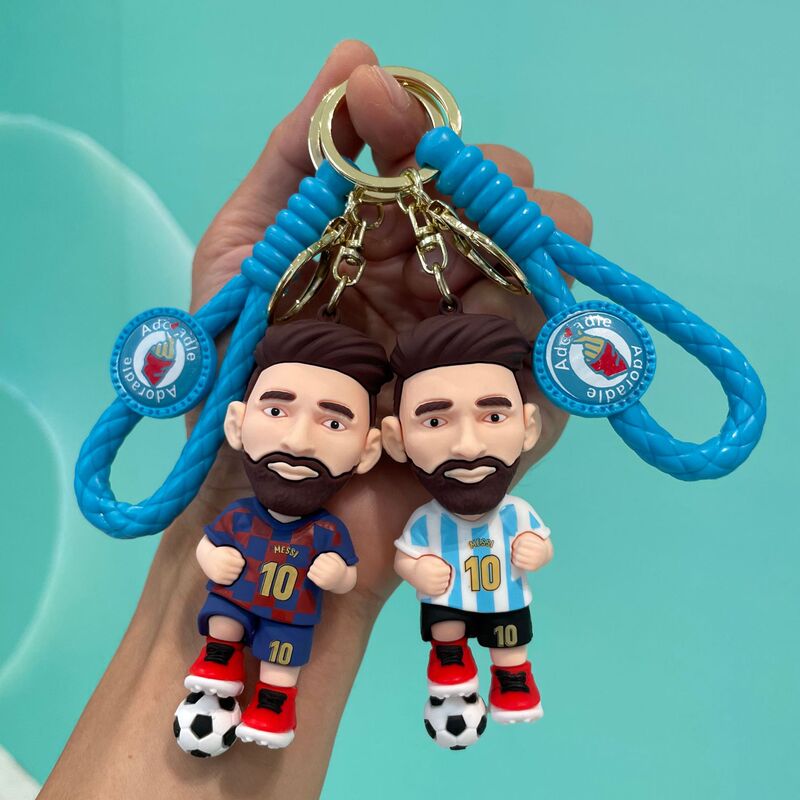 Cartoon Football Star Keychain Car Keychain Three-Dimensional Doll School Bag Pendant Couple Small Gift Wholesale