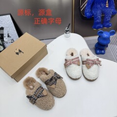UG家周冬雨同款款迷你低帮羊羔毛毛毛鞋风包头毛毛拖鞋女
